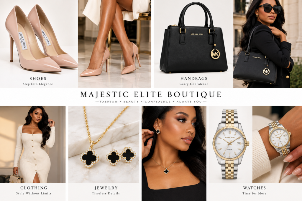 Fashion collection moodboard for Majestic Elite Boutique.
